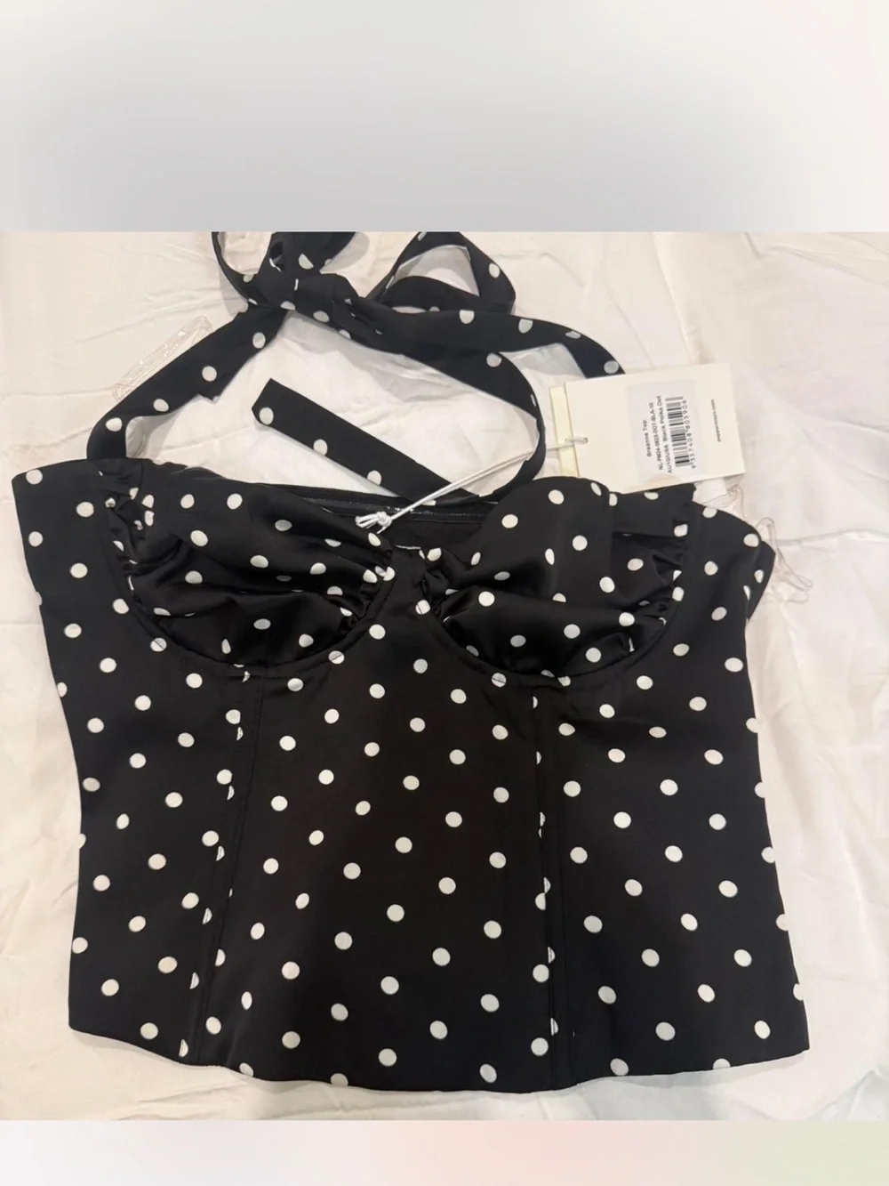 Peppermayo Black and White Polka Dot Halter Top - Picture 2 of 4